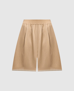 Twinset Beige linen shorts with embroidery 251LB2FDD