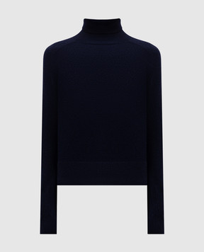 Victoria Beckham Blue wool sweater with embroidered monogram logo 1124KJU005081A
