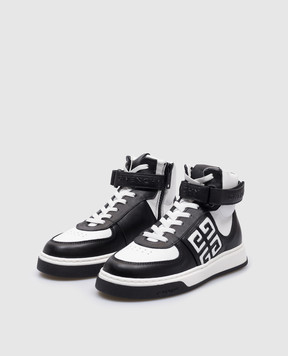 Givenchy Children's black leather high-tops with a logo H30376