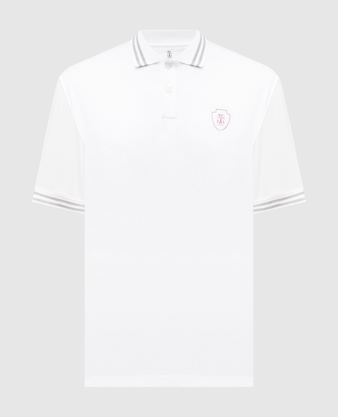White polo with logo emblem Brunello Cucinelli