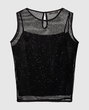 Peserico Black openwork top with silk and sequins E08295F00440