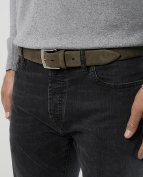 MooRER Green belt GAREY made of nubuck GAREYNKM