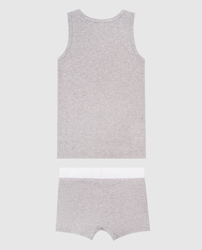 Versace Children's gray T-shirt and boxer shorts set 10187801A13344