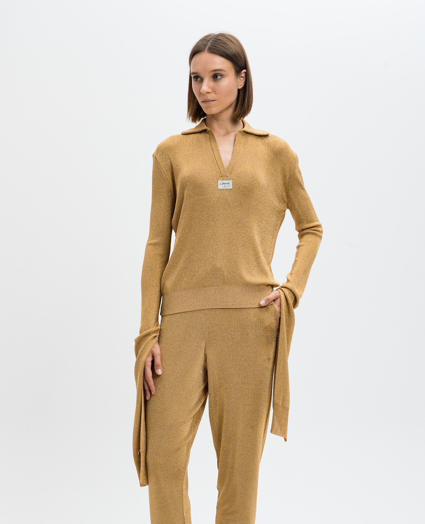 Beige pullover with lurex and long sleeves Coperni 3