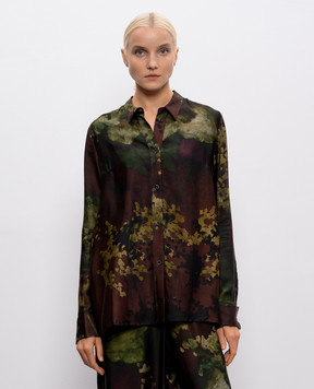 Masnada Brown blouse with abstract print 7973