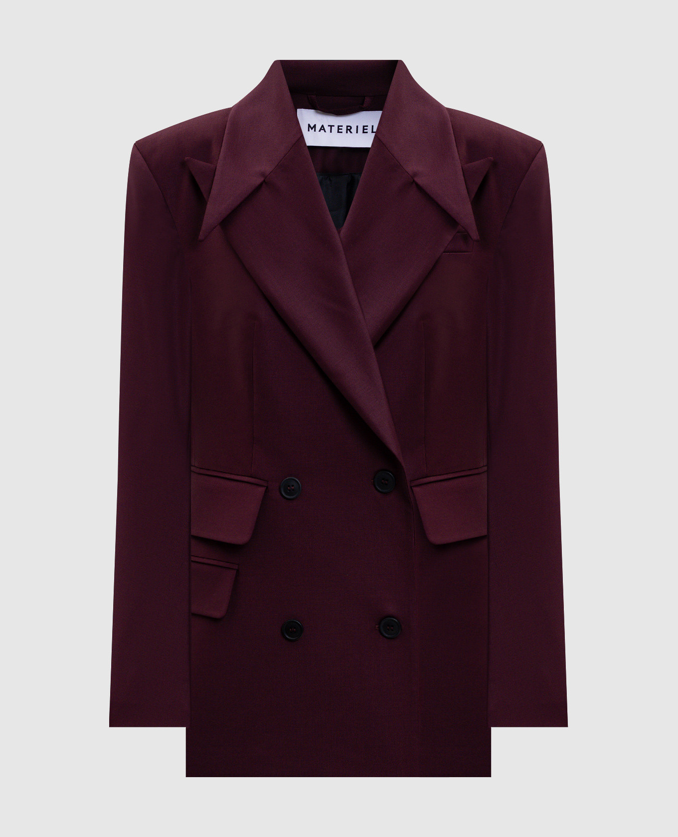 Burgundy double-breasted jacket with wool Materiel