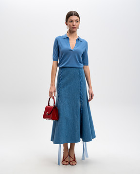 Gabriela Hearst Blue Dion midi skirt with linen 3253045T120W02