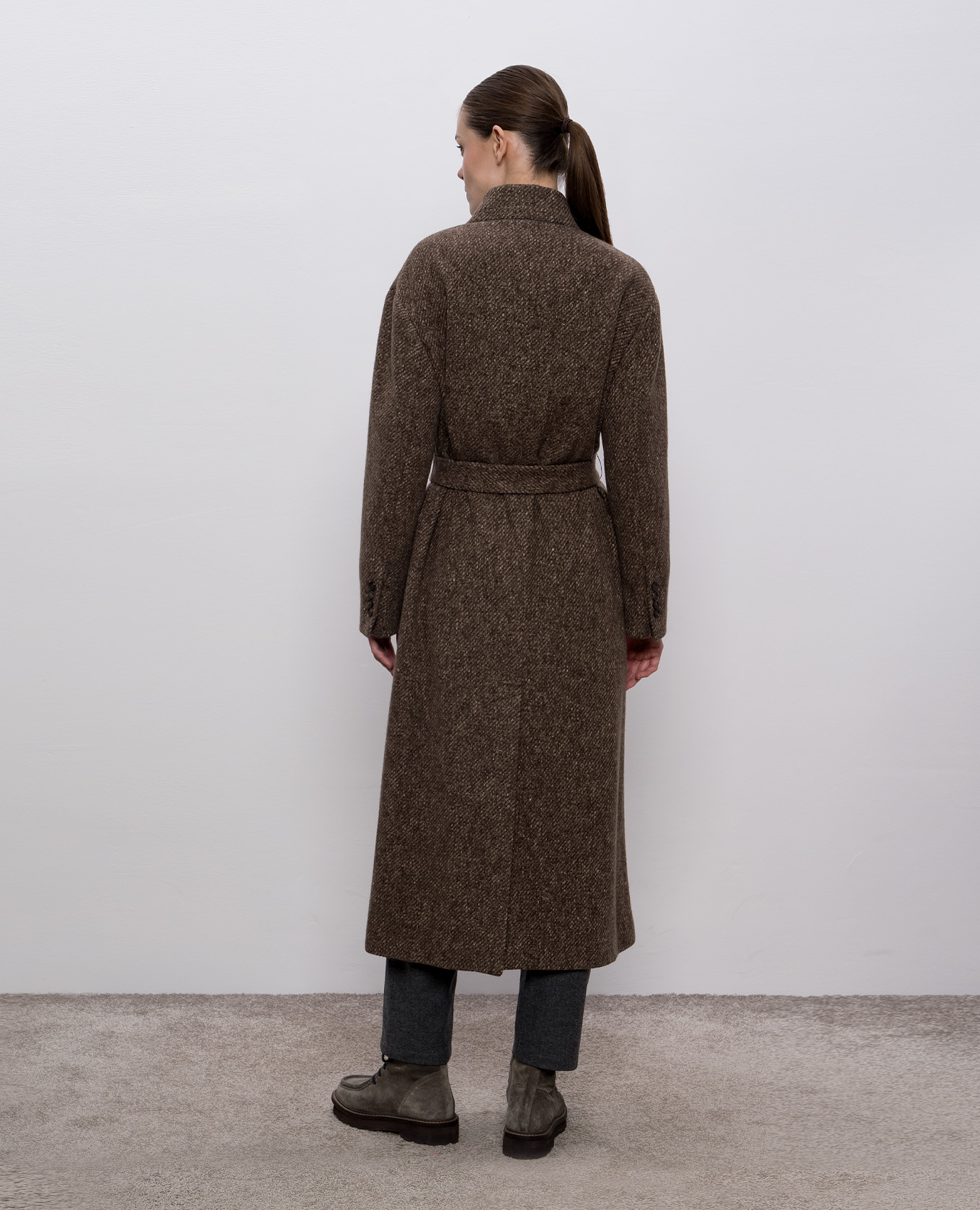 

Brown double-breasted wool and cashmere coat Brunello Cucinelli