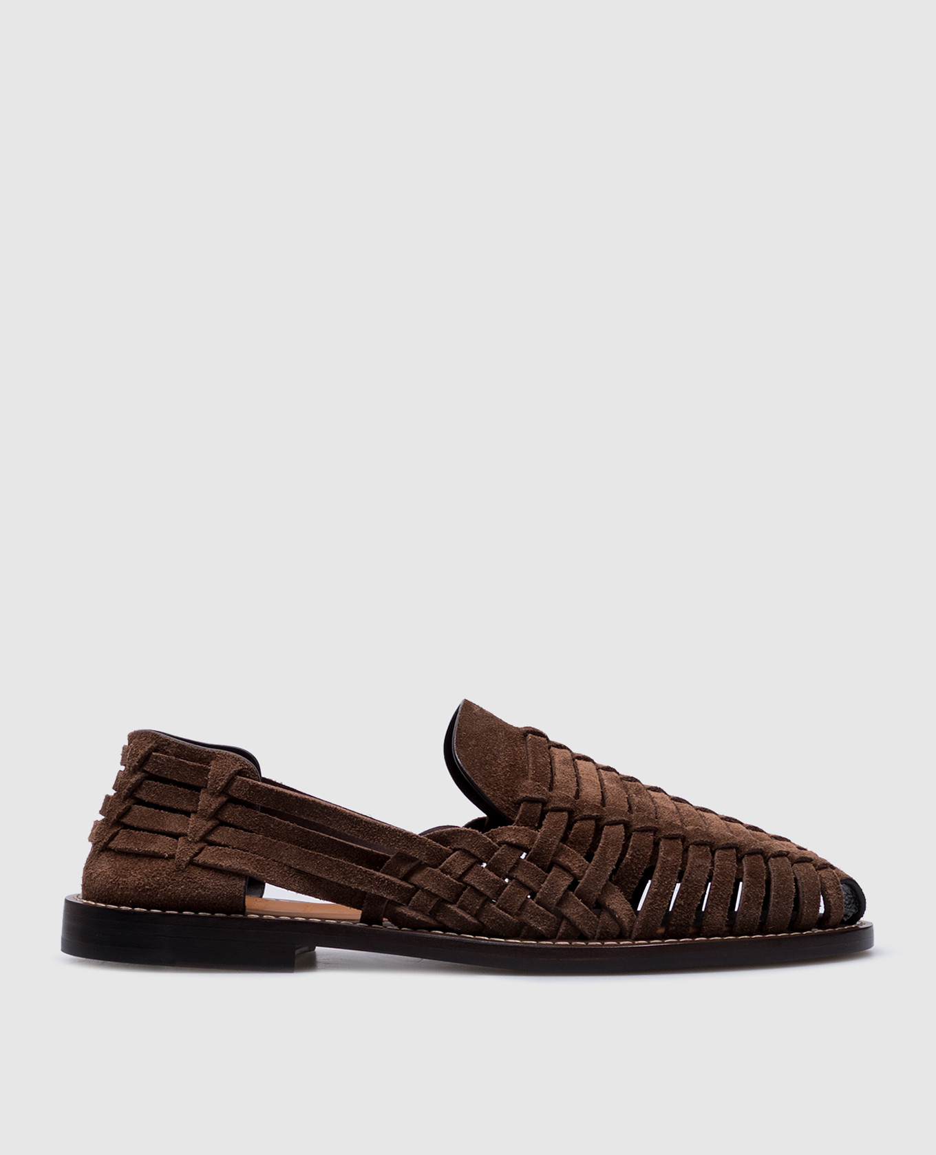 Brown suede loafers with weaving Brunello Cucinelli