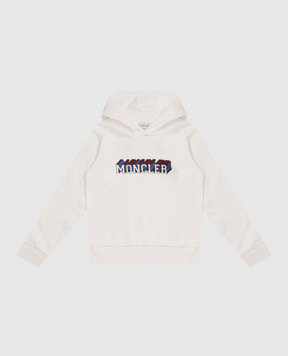 Moncler ENFANT Children's white hoodie with logo print K29548G00012899PS1214