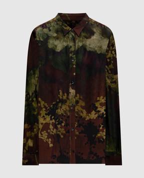 Masnada Brown blouse with abstract print 7973