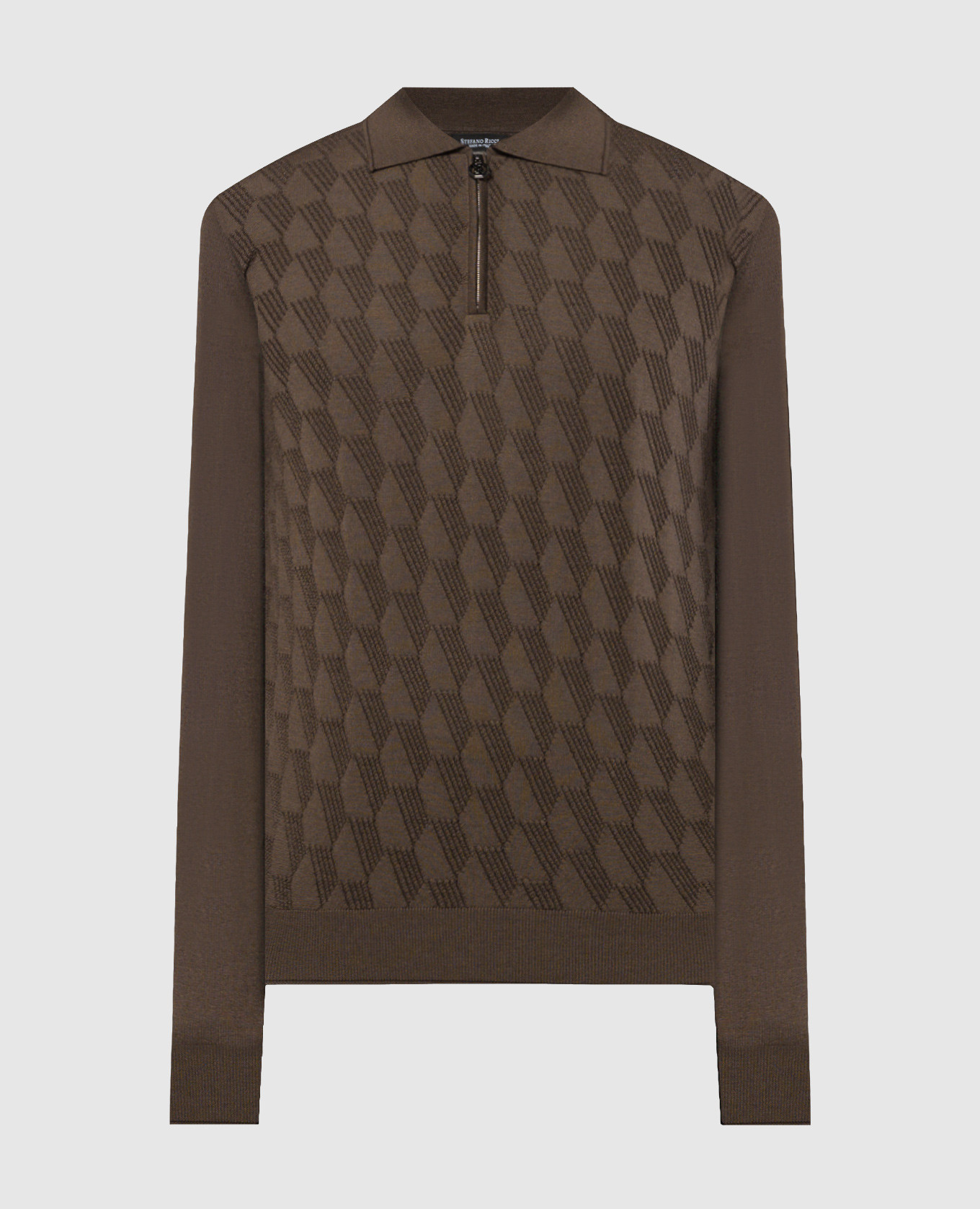 

Brown jumper made of cashmere and silk in a textured pattern Stefano Ricci