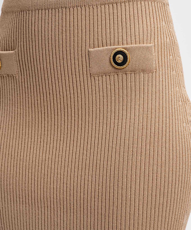 スカート BALMAIN Ribbed midi skirt Beige EF1LD022KI10 Balmain - Beige ribbed midi skirt with branded rivets