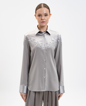 Ermanno Scervino Gray silk blouse with embroidery D472K315HKC