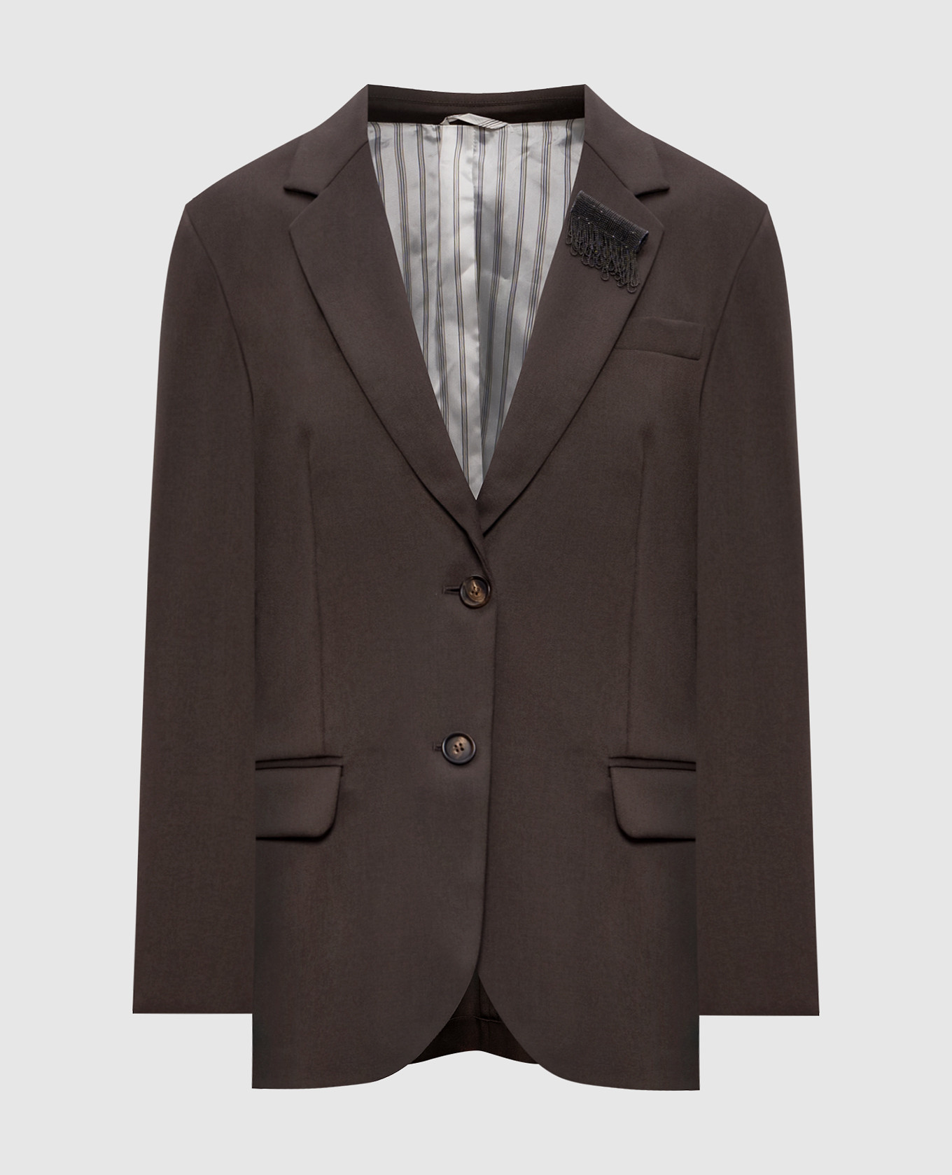 Brown wool and mohair jacket with monil chain Brunello Cucinelli