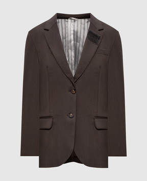Brunello Cucinelli Brown wool and mohair jacket with monil chain MG5137512P