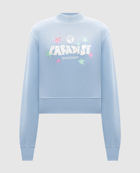 Palm Angels Paradise blue cropped sweatshirt PWBA016S25FLE001