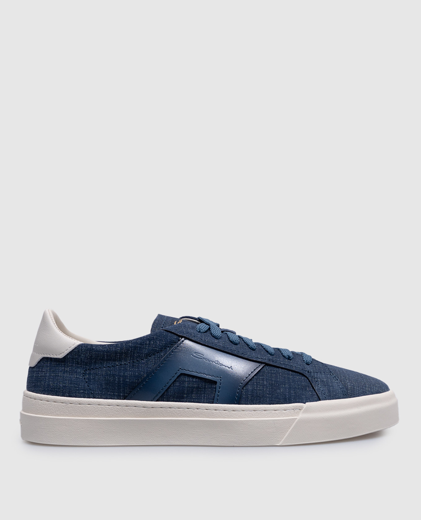 

Blue leather sneakers with logo Santoni