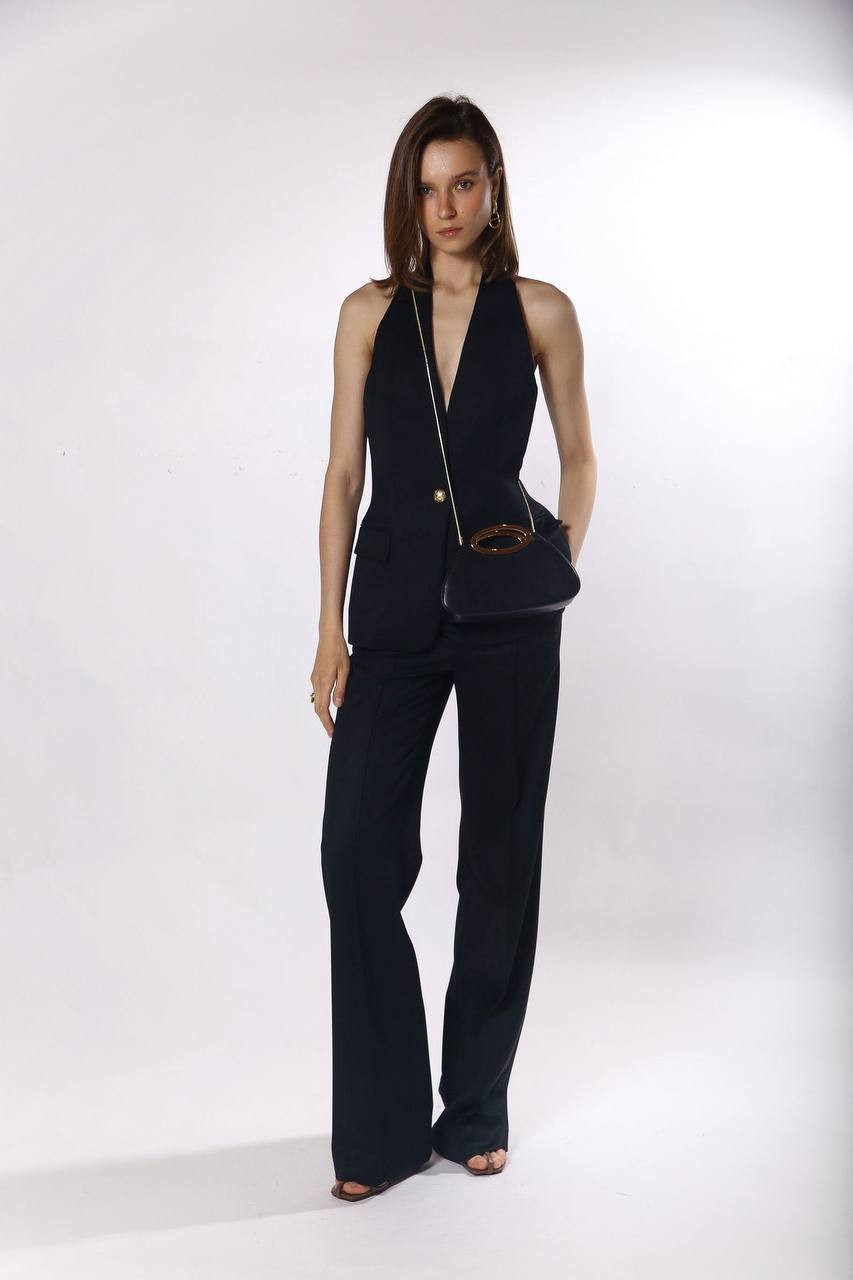 Black wool trousers with logo emblem Giuseppe Di Morabito Milano 6