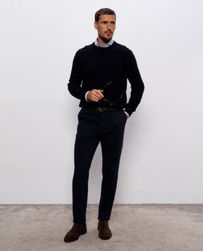 Peserico Blue wool and cashmere patterned sweater R59450F129H470