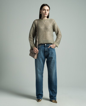 Valentino Beige openwork sweater with sequins 4B0KC55W8J7