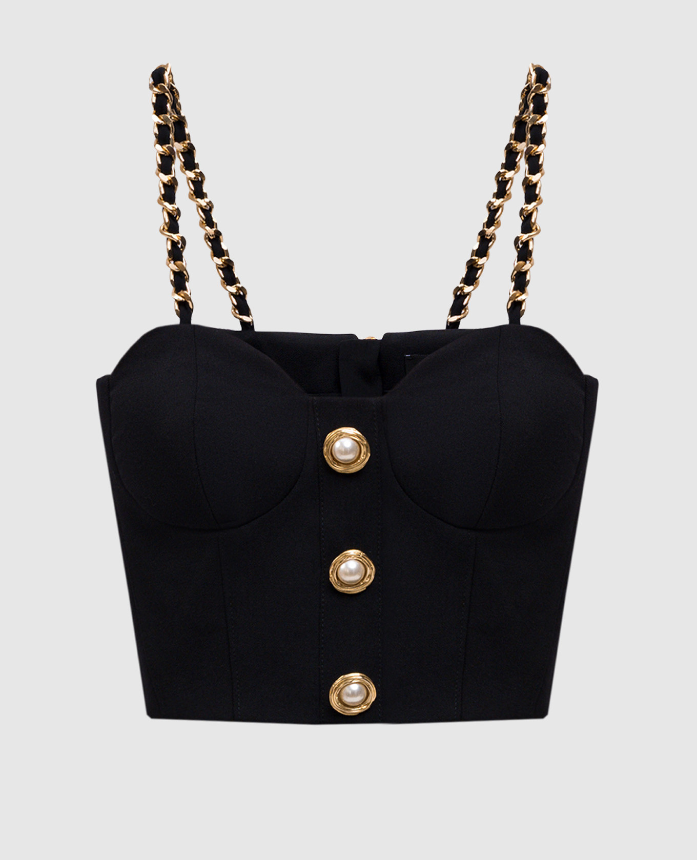Black wool bustier top Balmain