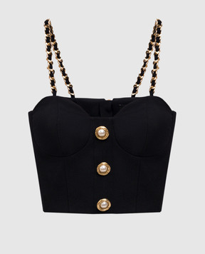 Balmain Black wool bustier top EF0AD405WC09