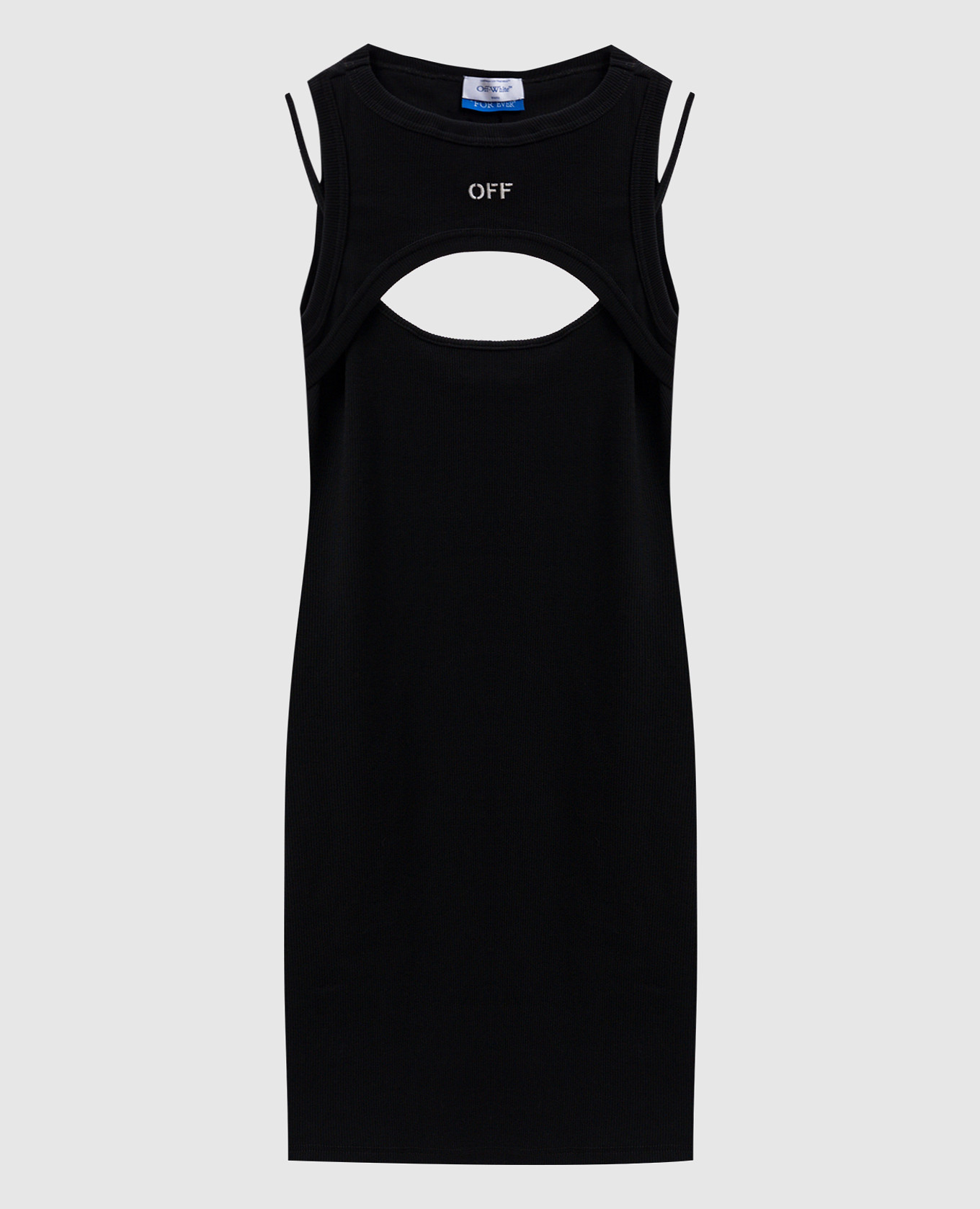 

Black ribbed mini dress with figure-hugging necklines Off-White
