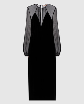 Twinset Black velvet dress with metallic Oval T logo 242TT2180