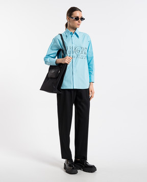 Maison Margiela MM6 Blue shirt with logo print S52DT0047M35152