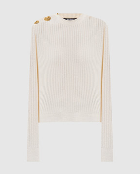 Balmain White ribbed cashmere and wool jumper FF0KD095KJ17