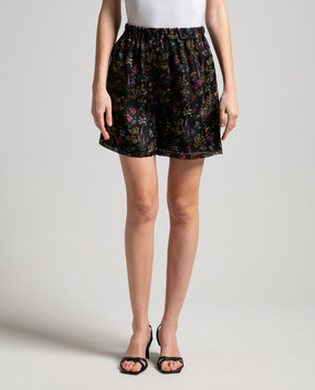 Max Mara Black NORDICA shorts made of silk with a floral print NORDICA