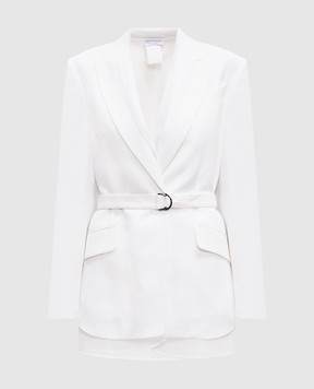 Brunello Cucinelli White double-breasted layered linen jacket MH1267340