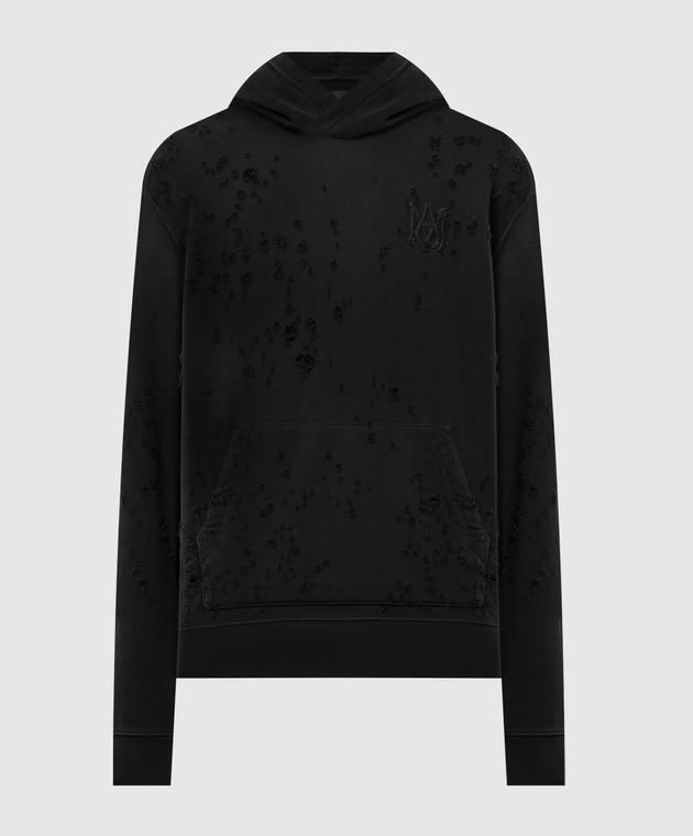 AMIRI - Black SHOTGUN hoodie with a vintage effect and logo
