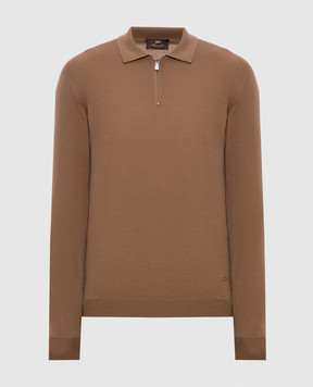 Enrico Mandelli Brown wool polo shirt 2K046A5646