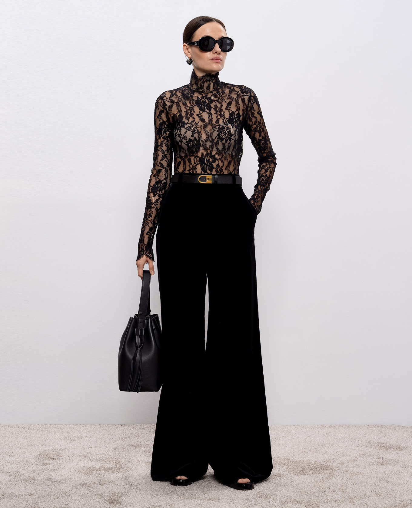 Black velvet flared pants Valentino 2