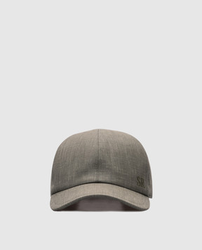 Stefano Ricci Green linen, wool and silk cap with logo monogram MCV510006EB127HA