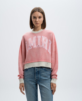 AMIRI Pink cashmere sweater with a vintage effect AWKNCW1005
