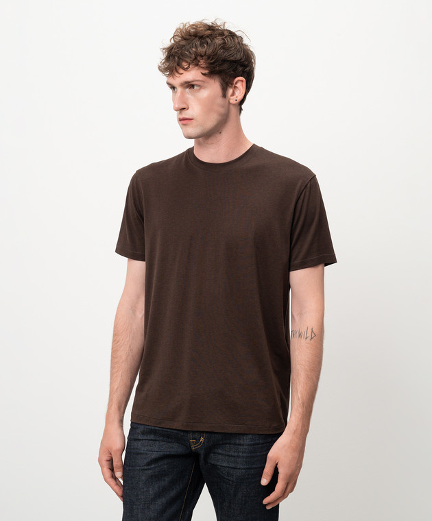 Tシャツ・カットソー TOM FORD Men T-shirt Brown JCS004JMT002S23 FG819 Tom Ford - Brown T-shirt JCS004JMT002S23 - shop with Estonia