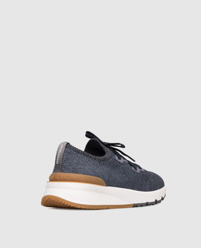 Brunello Cucinelli Blue sneakers with textured logo MZUKISO250