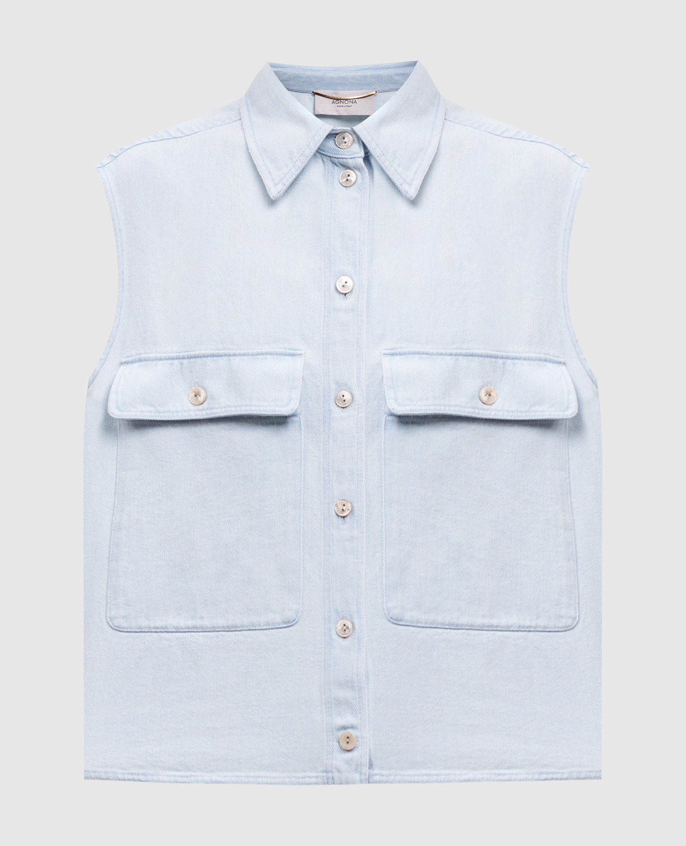 

Blue denim sleeveless shirt Agnona, Light blue