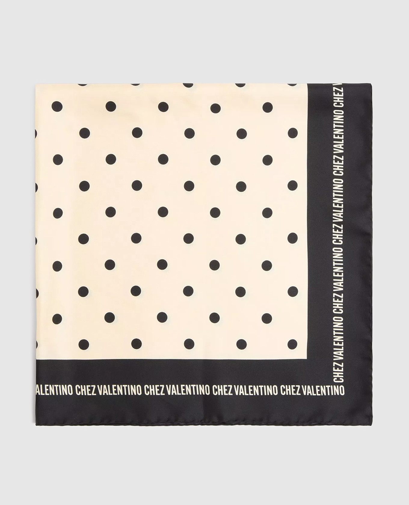 

Beige silk polka dot scarf with logo Valentino