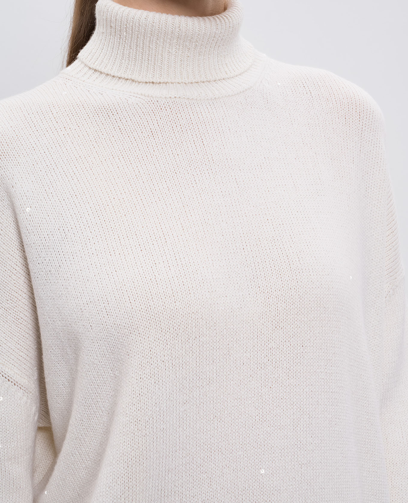 White cashmere and silk sequin sweater Brunello Cucinelli 5