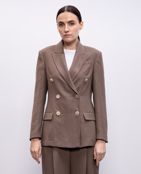 Brunello Cucinelli Brown double-breasted jacket with linen MH1267040