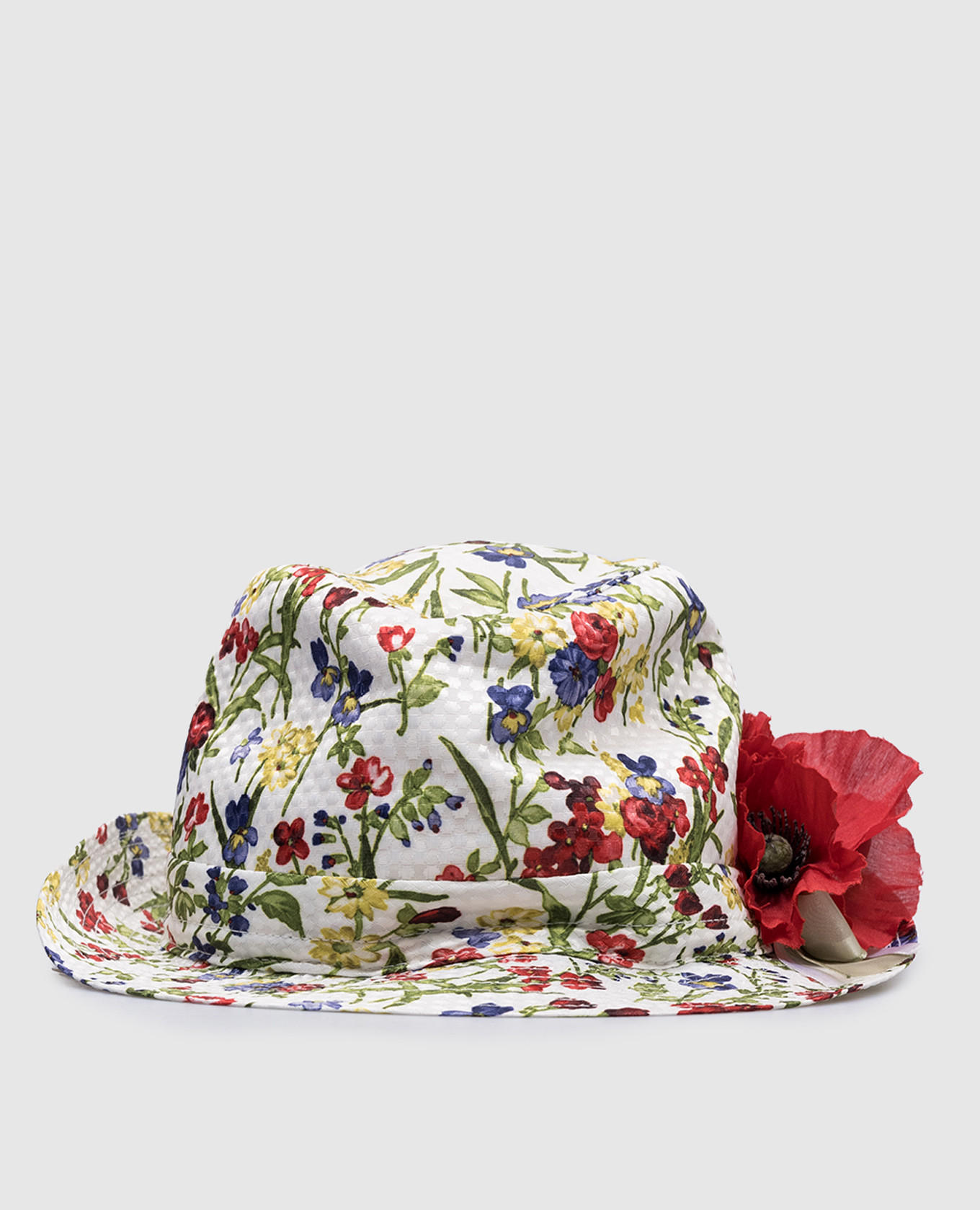Children's white hat in a floral print il trenino