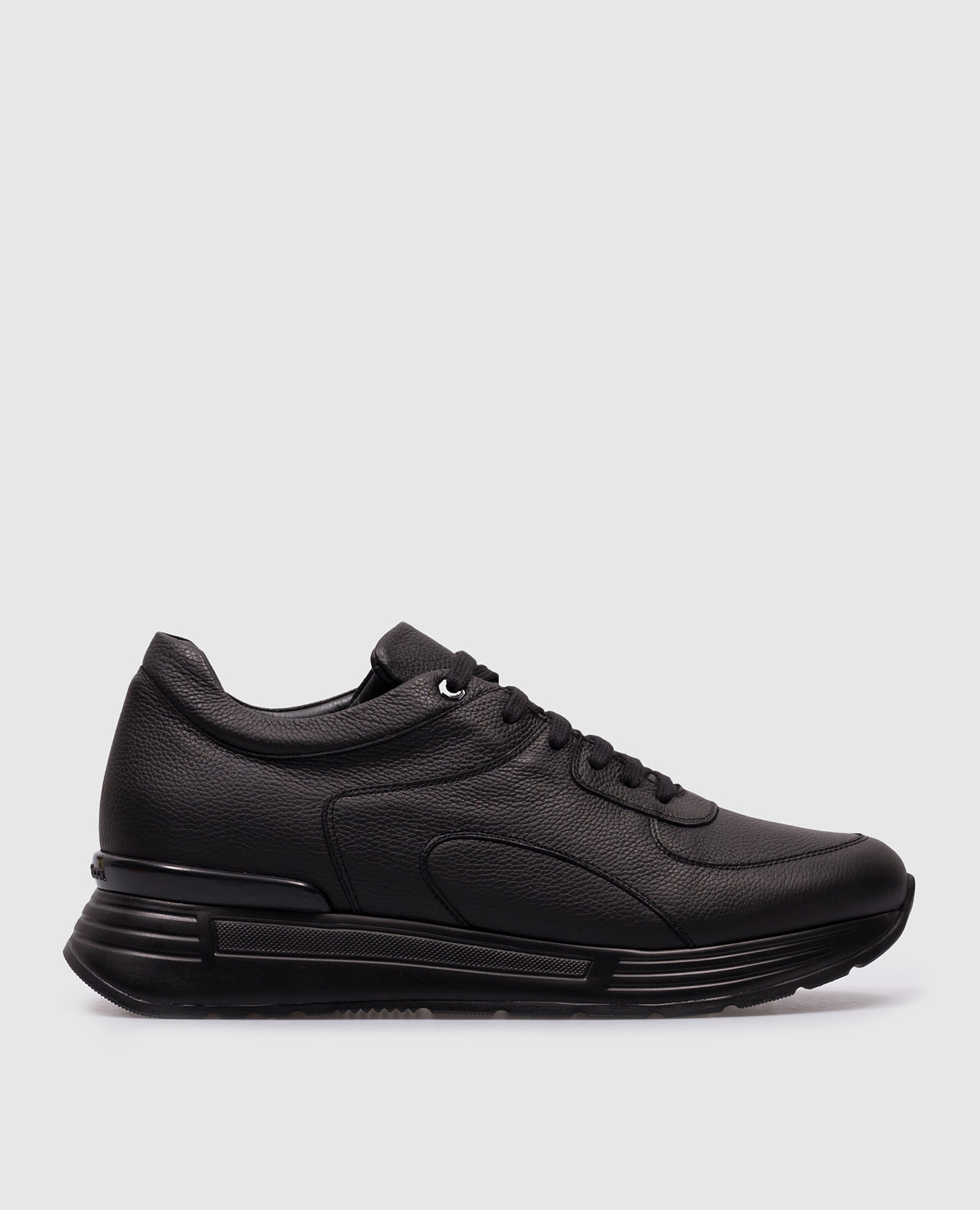 Black fur leather trainers with metallic monogram logo stefano ricci