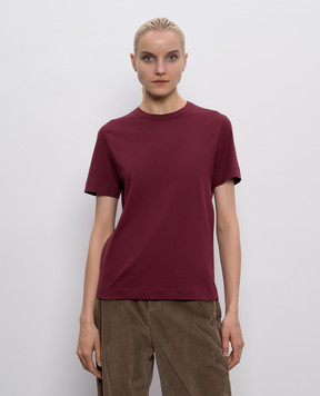 Brunello Cucinelli Burgundy T-shirt with monil chain MPT81BI100