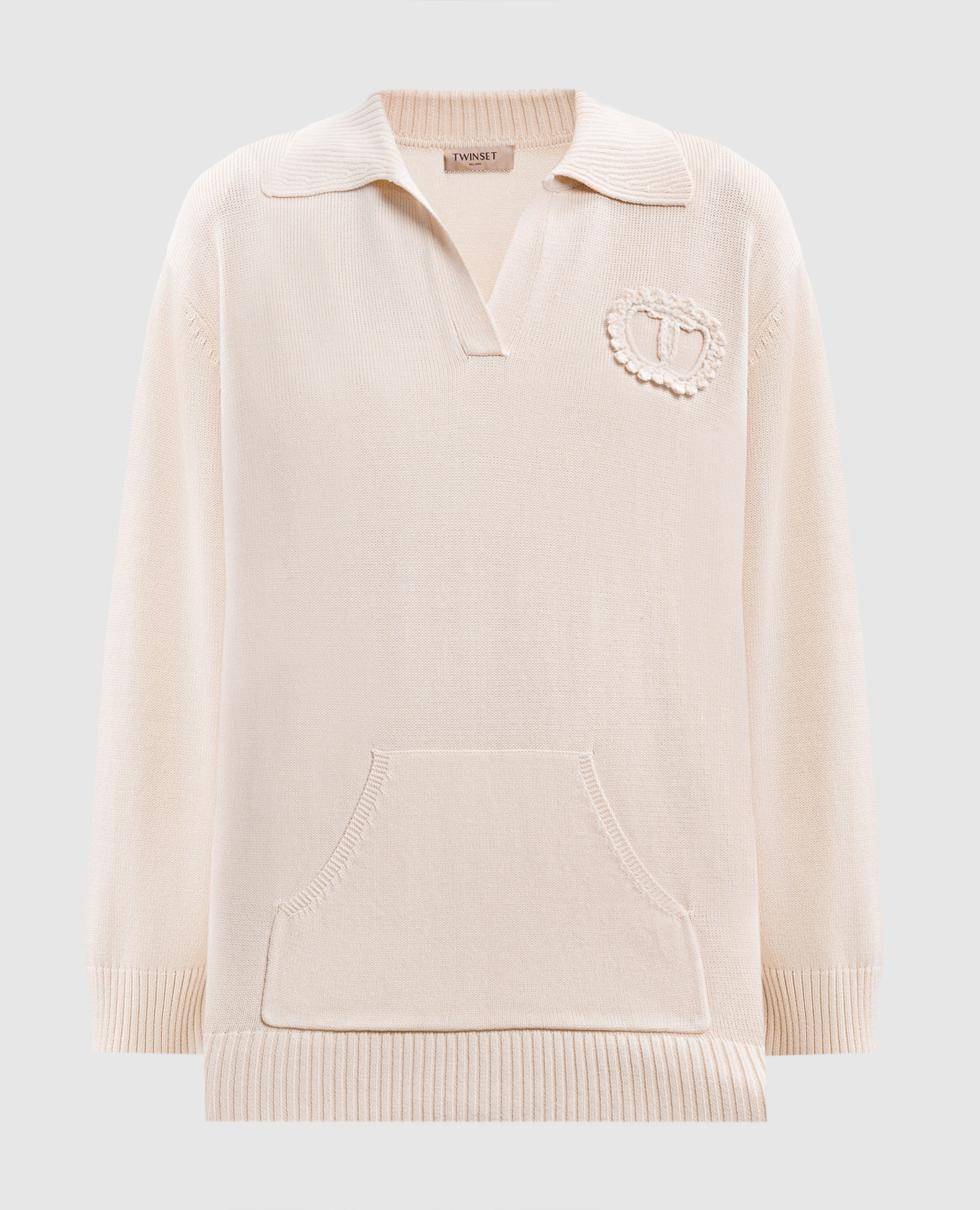 

Beige pullover with logo emblem Twinset