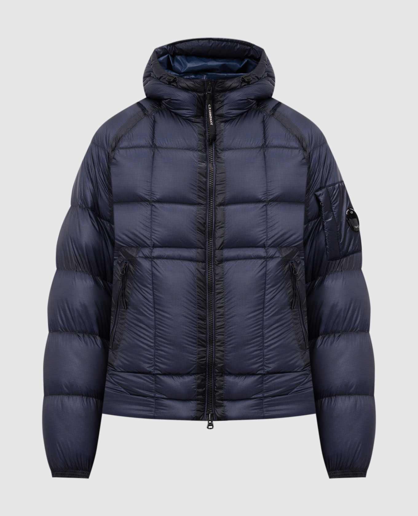 Blue dd shell logo quilted down jacket c.p. company