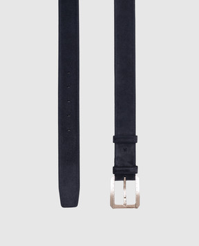 Stefano Ricci Blue suede belt with logo engraving N351SDA311P